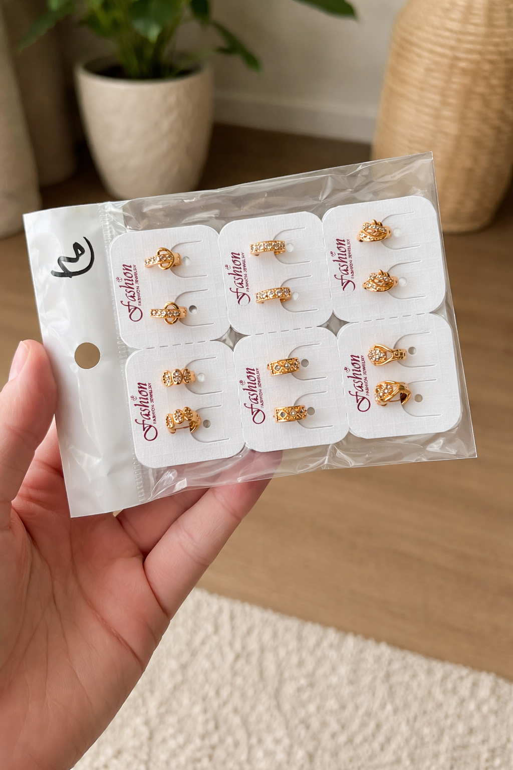 Gold Plated Mini Hoop Earrings for Women – Crystal Design