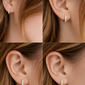 Gold Plated Mini Hoop Earrings for Women – Crystal Design