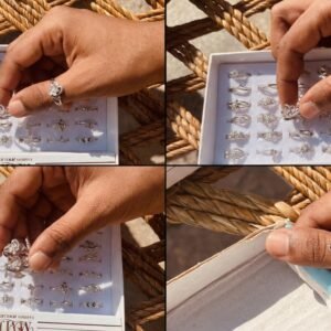 Elegant Adjustable Silver Flower Ring for Women – Crystal Stone Floral Design Open Band Ring