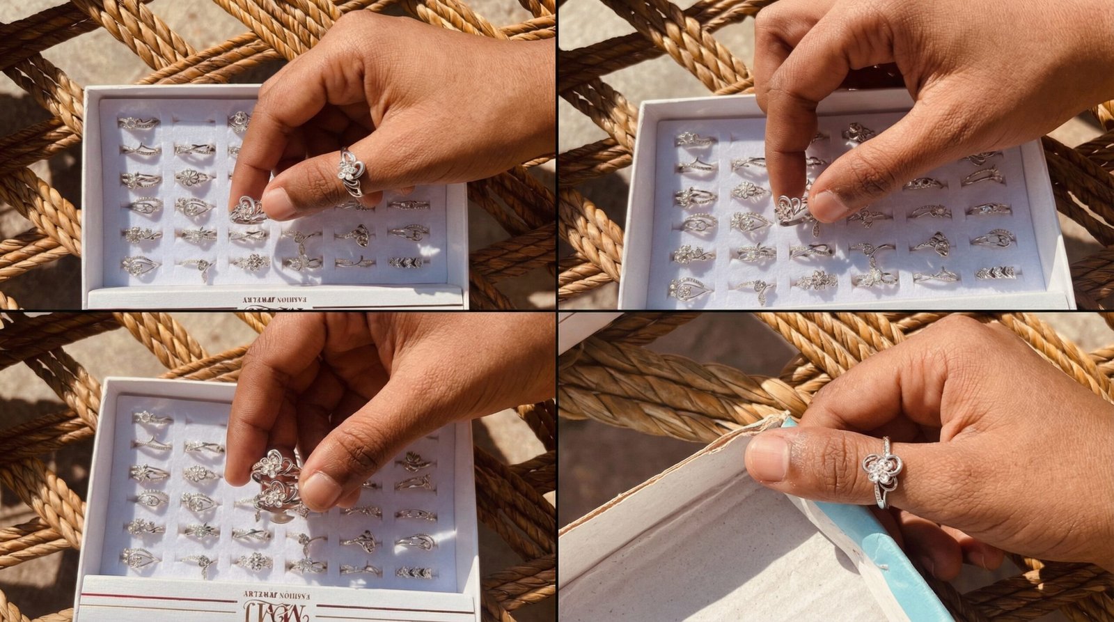 Elegant Adjustable Silver Flower Ring for Women – Crystal Stone Floral Design Open Band Ring