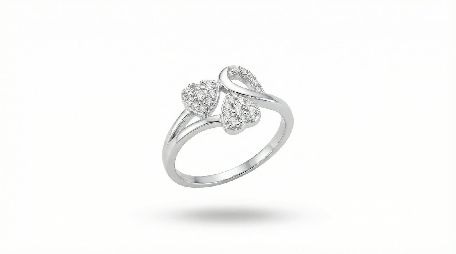 Elegant Double Heart Silver Ring for Women – Crystal Stone Love Design Adjustable Fashion Ring - Image 2