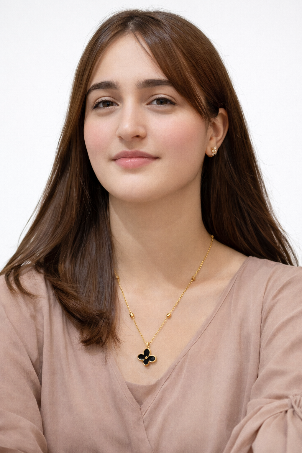 Elegant Gold Plated Black Butterfly Pendant Necklace for Women