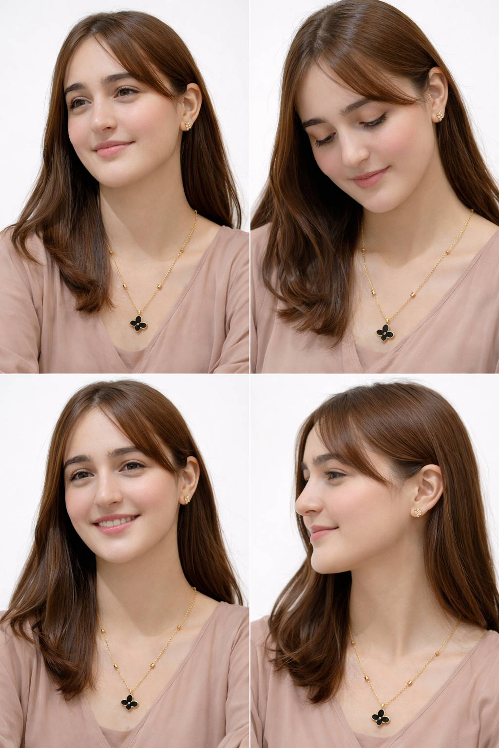 Elegant Gold Plated Black Butterfly Pendant Necklace for Women