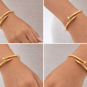 Gold Plated Nail Design Bracelet for Women – Luxury Style Bangle