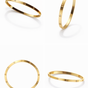 Gold Plated Screw Design Crystal Bangle for Women – Luxury Style Bracelet