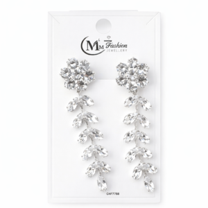 Luxury Crystal Flower Drop Earrings – Gold & Silver